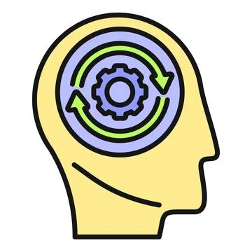 Human head showing thinking process in mind Stock Illustration