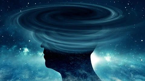 Human Head Silhouette with abstract galaxy effect Video stock 232643553