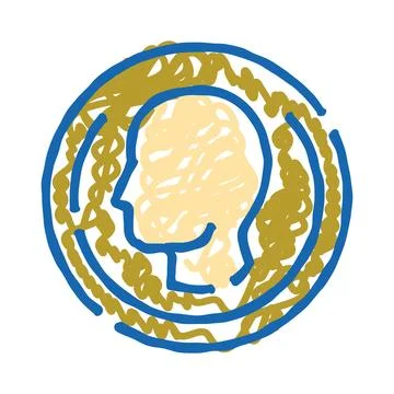Human head silhouette in abstract thought circle Stock Illustration