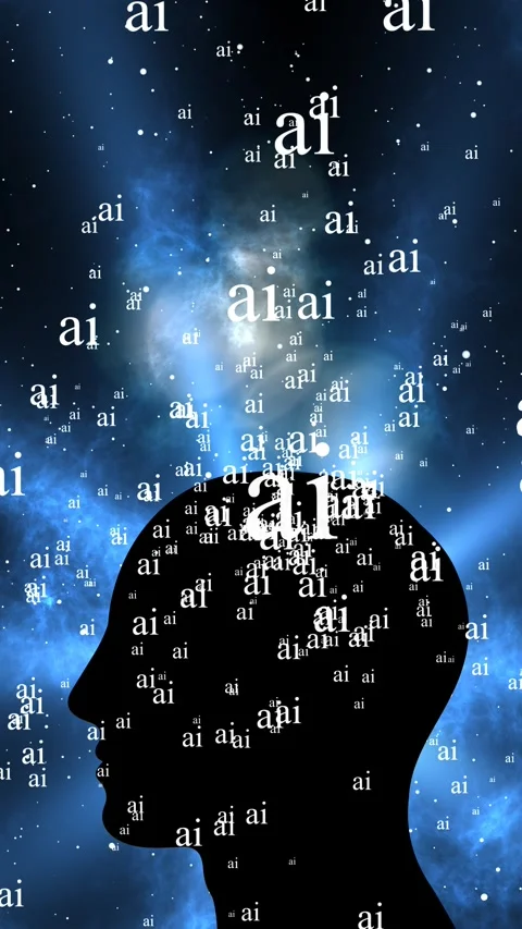 Human head silhouette with AI text symbol effect Stock Footage 296929708