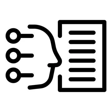 Human head silhouette analyzing data and generating report Illustrazione stock