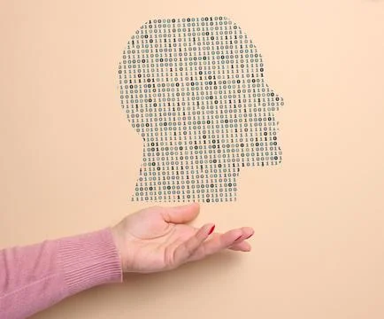 Human head silhouette. Artificial intelligence training based on the availa.. Stock Photos