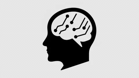 Human head silhouette with brain and circuit, AI, technology, and thinking power Stock Footage 309921404
