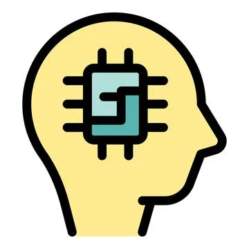 Human head silhouette containing microchip showing artificial intelligence .. Stock Illustration