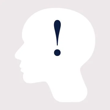 Human head silhouette with Exclamation point Ilustração Stock