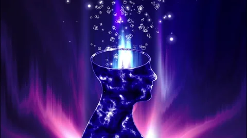 Human Head Silhouette with explosion effect Particles symbol Memory Icon Stock-Footage 160578046