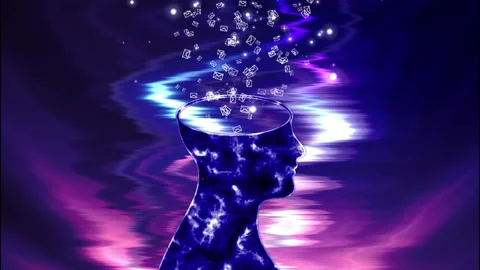 Human Head Silhouette with explosion effect Particles symbol Message Icon Video stock 160578099