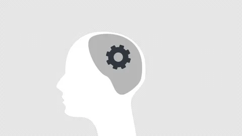 Human Head Silhouette with Gear Symbolizing Logical Thinking and Problem Solving Stock Footage 339759873