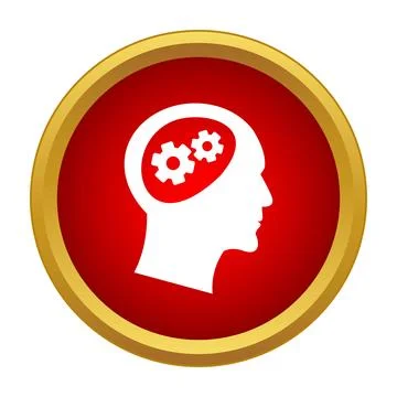 Human head silhouette with gears inside thinking process イラスト素材