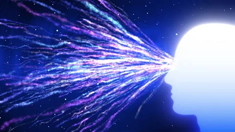 Human head silhouette glowing with Abstract Particle effect Stock Footage 289669094