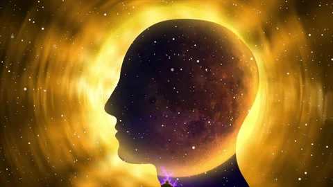 Human Head Silhouette with Half Moon effect Stock Footage 196827219