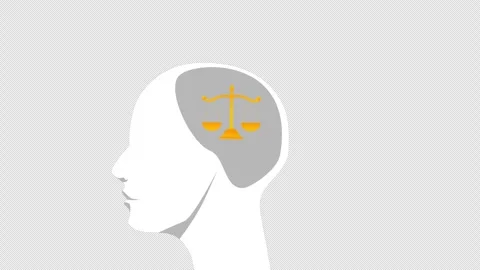 Human Head Silhouette with Justice Scale Representing Ethics Law and Fair Stock Footage 339760150
