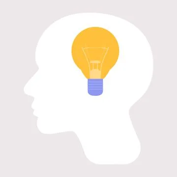 Human head silhouette with Light bulb Stock Illustration