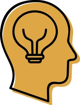 Human Head Silhouette With Light Bulb Idea Stock Illustration