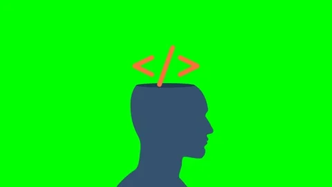 Human head silhouette with programming icon inside. Web programming learning Stock Footage 277498167