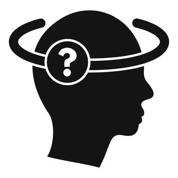Human head silhouette with question mark thinking about solution Stockillustratie