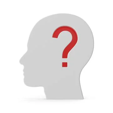 Human Head Silhouette with Question Mark Stock Illustration