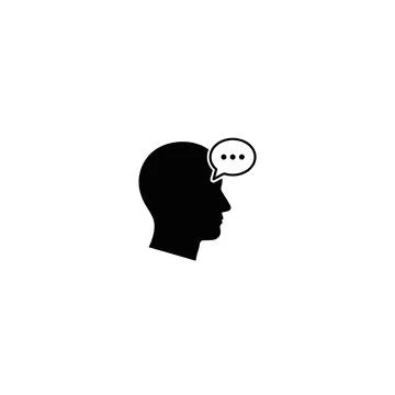 Human head silhouette with speech bubble icon for thought and ideas Stock Illustration