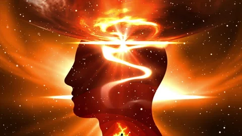Human Head Silhouette with swirl cloud effect Video stock 196970602