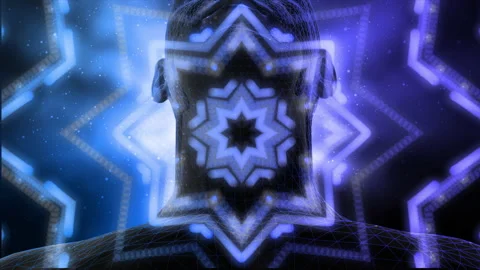 Human head silhouette with Throat chakra Activation Animation effect 스톡 동영상 172273313
