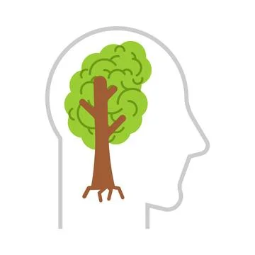 Human head silhouette with tree inside. Vector illustration about ecology, .. Stock Illustration