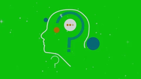 Human head silhouettes featuring question mark graphics animated against a Stock-Footage 346127972