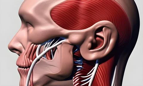 Human head slice profile side view deep facial formations. The structure of.. Stock Illustration
