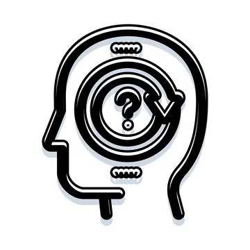Human head solving problem with question mark Stock Illustration
