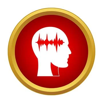 Human head with sound wave in brain icon 스톡 일러스트