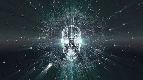 Human head in space.Abstract plexus background for different events and projects Stock Footage 79614232