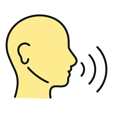 Human head speaking sound waves icon Stock Illustration