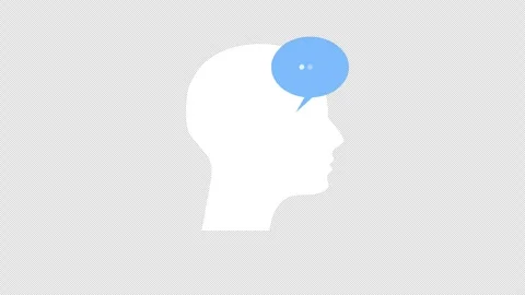 Human Head with Speech Bubble Representing Thinking and Communication Flat Stock Footage 339763554