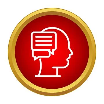 Human head with speech bubbles for mind communication icon Stock Illustration