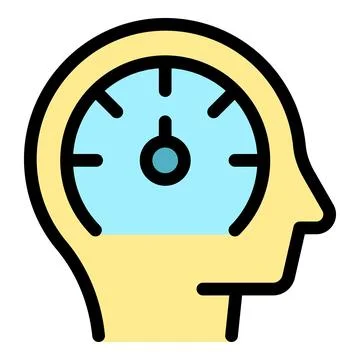 Human head with speedometer measuring performance and cognitive function Stock Illustration