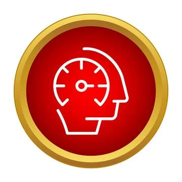 Human head with speedometer speed control icon Stock Illustration