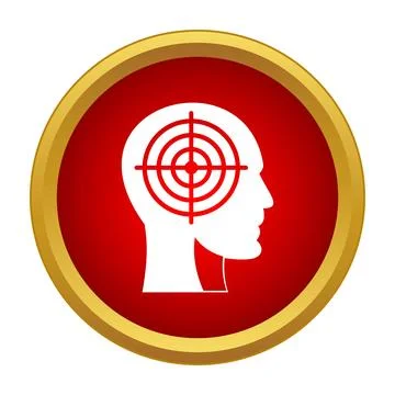 Human head with target aiming for mental focus 库存插图