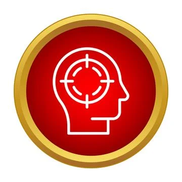 Human head with target visualizing goals and thinking strategy Stock Illustration