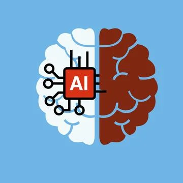 Human head tech icon, AI chip technological brain, Artificial intelligence イラスト素材