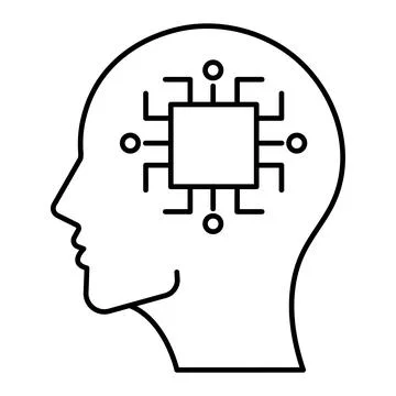 Human head tech icon, AI chip technological brain, Artificial intelligence,.. 스톡 일러스트