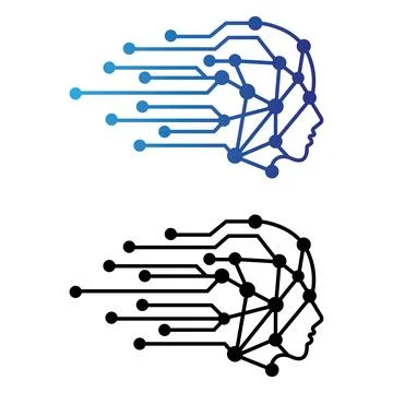 Human head tech with line circuit icon line logo design vector 스톡 일러스트