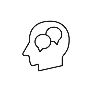 Human head with text bubbles silhouette vector illustration 스톡 일러스트
