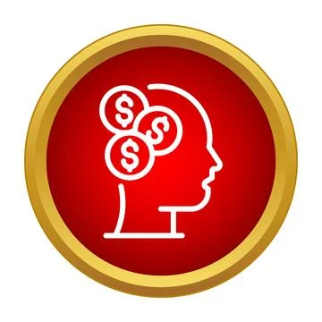 Human head thinking about business money income Stock Illustration