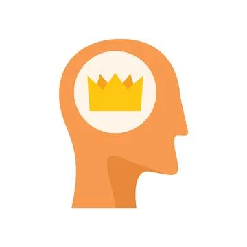 Human head thinking about crown symbol inside mind Stock Illustration