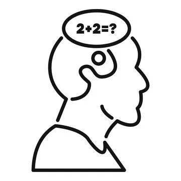 Human head thinking about a mathematical problem Illustrazione stock