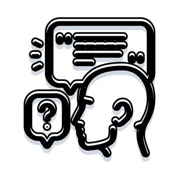 Human head thinking and asking questions Stock Illustration