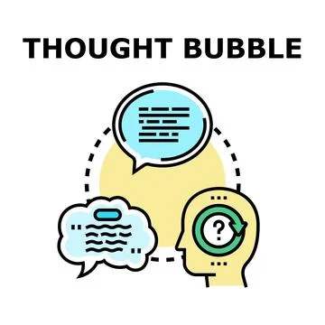 Human head thinking creating chat thought bubble concept Stock Illustration