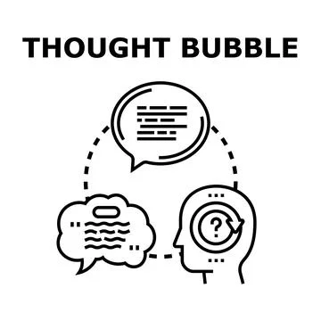 Human head thinking creating chat thought bubble concept Stock Illustration