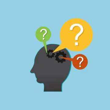 Human head thinking. Man head with gears Stock Illustration
