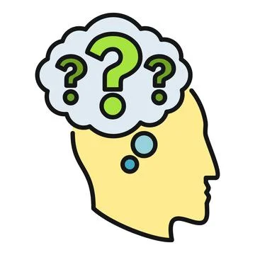 Human head thinking with many question marks Stock Illustration