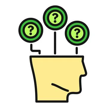 Human head thinking with multiple question marks Stock Illustration